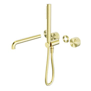 NERO OPAL PROGRESSIVE SHOWER SYSTEM SEPARATE PLATE WITH SPOUT 230MM TRIM KITS ONLY BRUSHED GOLD - Ideal Bathroom CentreNR252003b230tBG