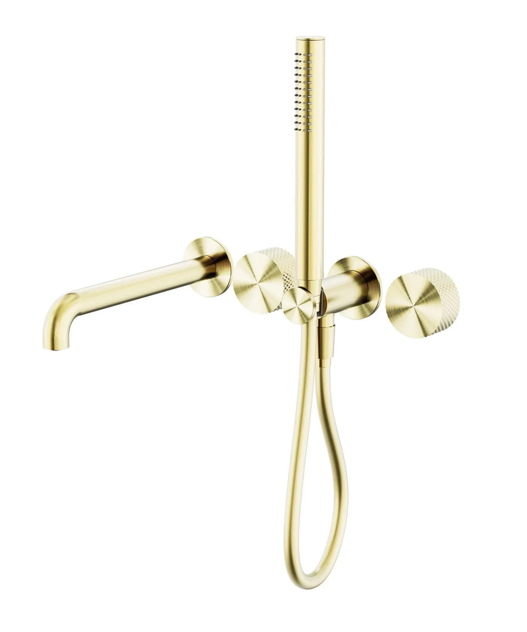 NERO OPAL PROGRESSIVE SHOWER SYSTEM SEPARATE PLATE WITH SPOUT 250MM BRUSHED GOLD - Ideal Bathroom CentreNR252003b250BG