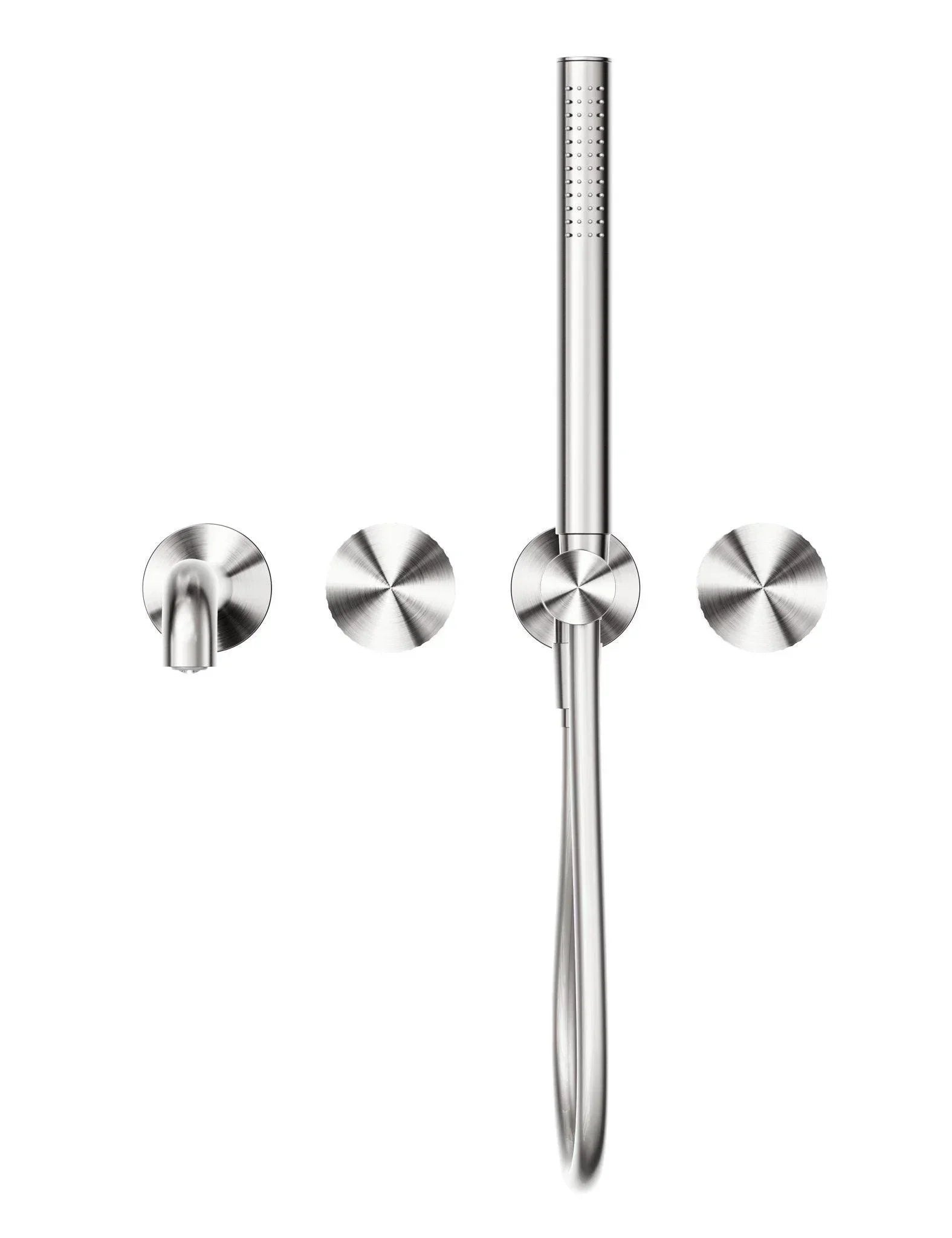 NERO OPAL PROGRESSIVE SHOWER SYSTEM SEPARATE PLATE WITH SPOUT 250MM BRUSHED NICKEL - Ideal Bathroom CentreNR252003b250BN
