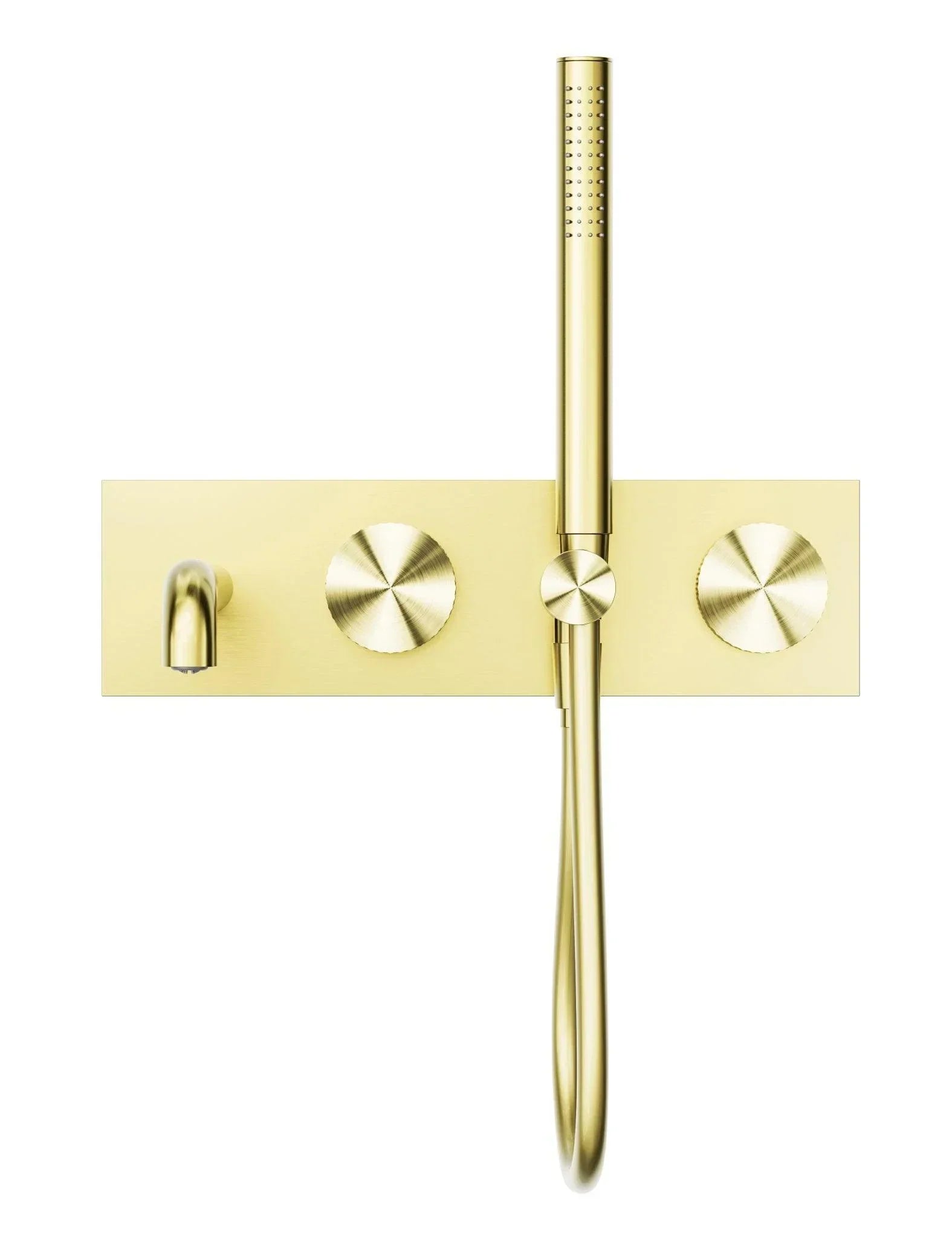 NERO OPAL PROGRESSIVE SHOWER SYSTEM WITH SPOUT 230MM BRUSHED GOLD - Ideal Bathroom CentreNR252003a230BG