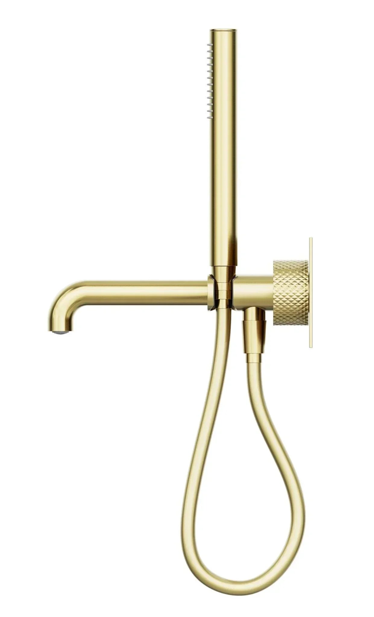 NERO OPAL PROGRESSIVE SHOWER SYSTEM WITH SPOUT 230MM BRUSHED GOLD - Ideal Bathroom CentreNR252003a230BG