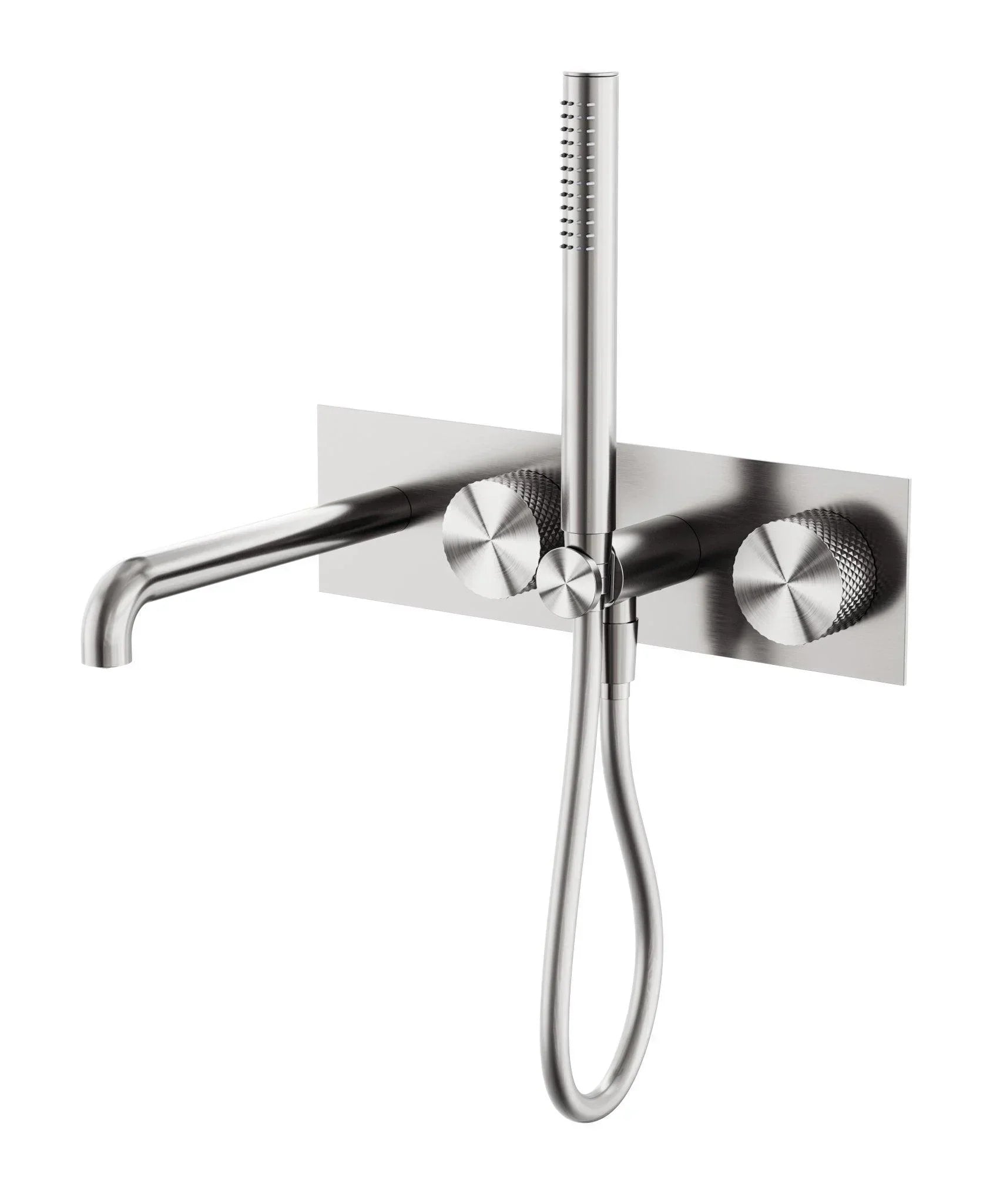 NERO OPAL PROGRESSIVE SHOWER SYSTEM WITH SPOUT 230MM BRUSHED NICKEL - Ideal Bathroom CentreNR252003a230BN