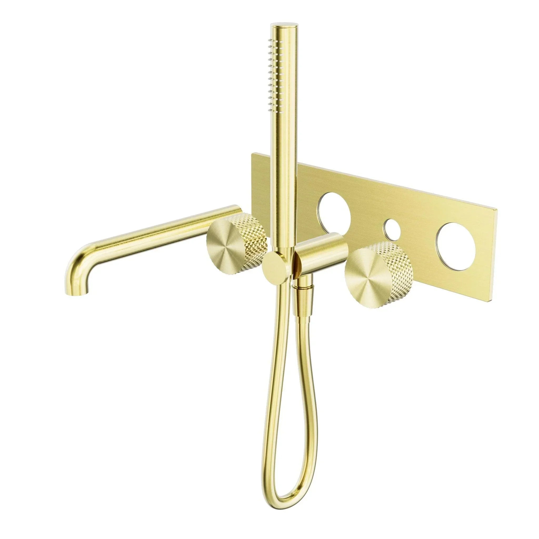 NERO OPAL PROGRESSIVE SHOWER SYSTEM WITH SPOUT 230MM TRIM KITS ONLY BRUSHED GOLD - Ideal Bathroom CentreNR252003a230tBG