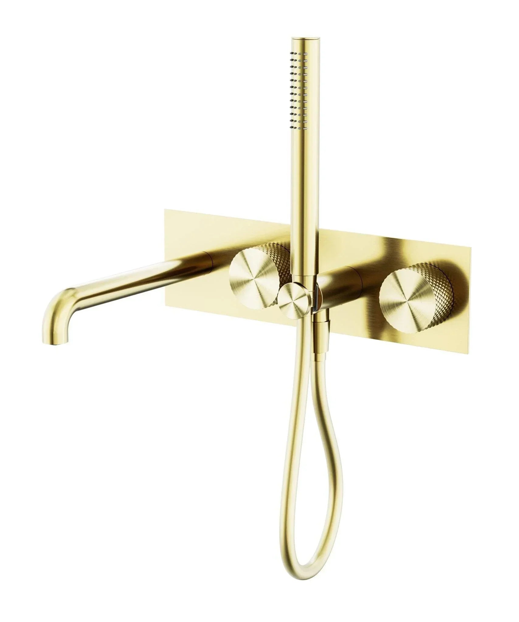 NERO OPAL PROGRESSIVE SHOWER SYSTEM WITH SPOUT 250MM BRUSHED GOLD - Ideal Bathroom CentreNR252003a250BG