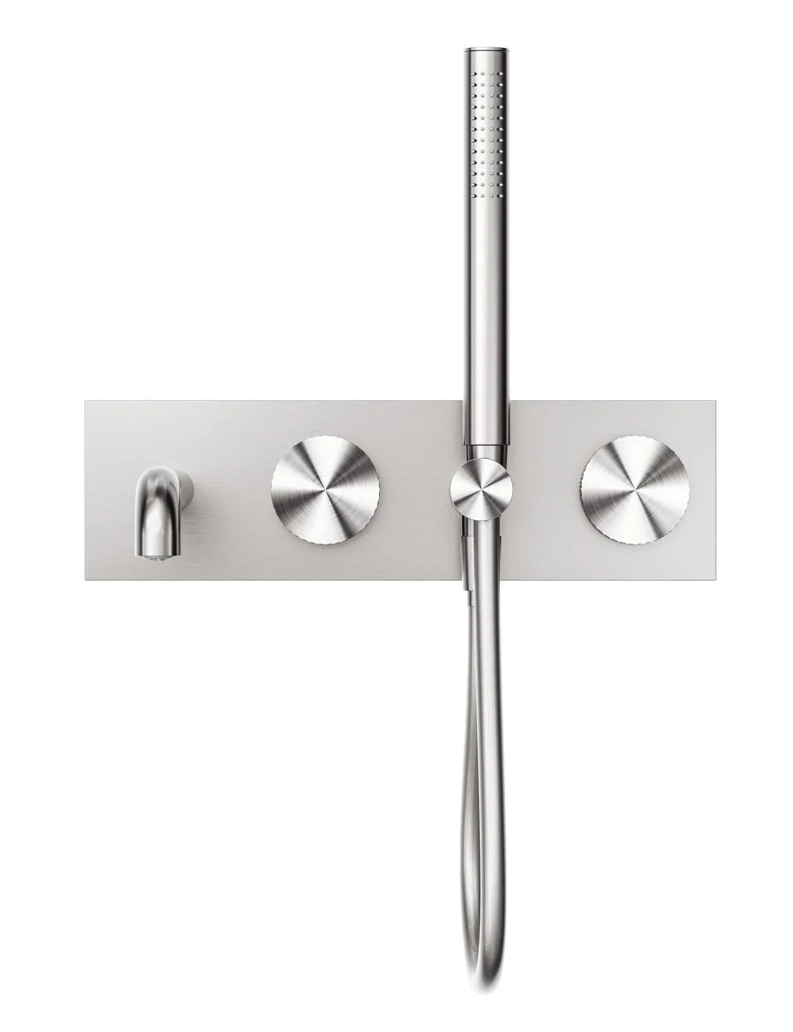 NERO OPAL PROGRESSIVE SHOWER SYSTEM WITH SPOUT 250MM BRUSHED NICKEL - Ideal Bathroom CentreNR252003a250BN