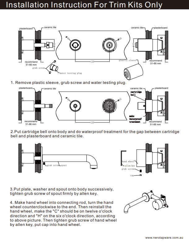 NERO OPAL PROGRESSIVE WALL BASIN/BATH SET 120MM GRAPHITE - Ideal Bathroom CentreNR252007a120GR