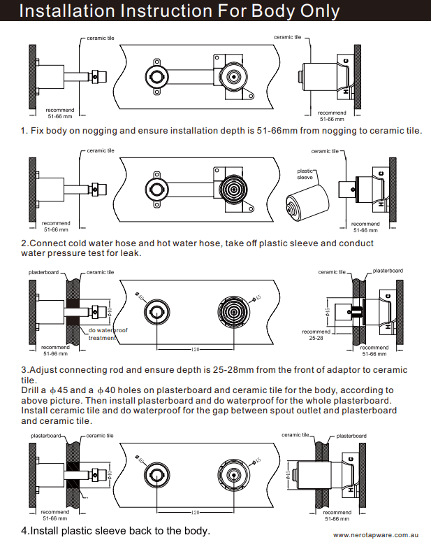 NERO OPAL PROGRESSIVE WALL BASIN/BATH SET 185MM BRUSHED BRONZE - Ideal Bathroom CentreNR252007a185BZ