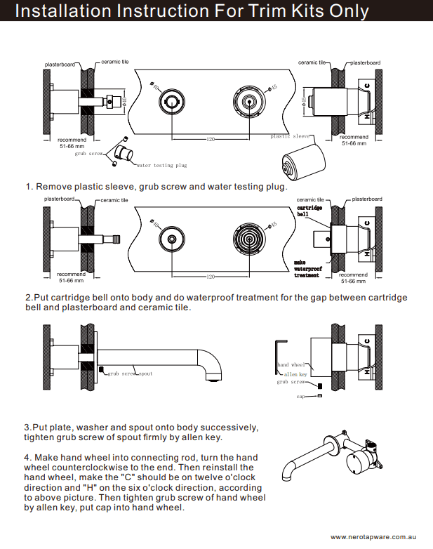 NERO OPAL PROGRESSIVE WALL BASIN/BATH SET 185MM BRUSHED BRONZE - Ideal Bathroom CentreNR252007a185BZ