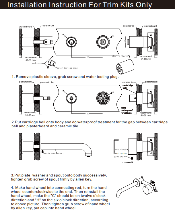 NERO OPAL PROGRESSIVE WALL BASIN/BATH SET 260MM BRUSHED GOLD - Ideal Bathroom CentreNR252007a260BG