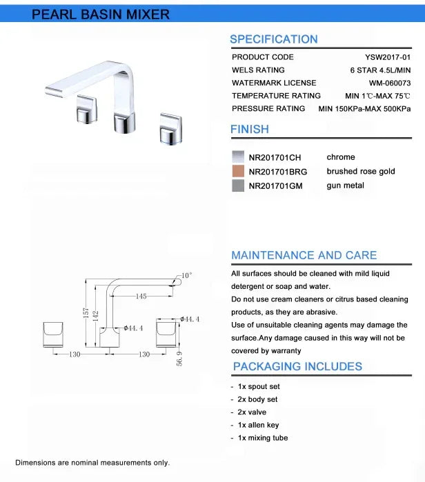 NERO PEARL BASIN SET GUN METAL - Ideal Bathroom CentreNR201701GM