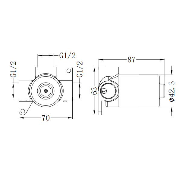 NERO PREMIUM 35MM UNIVERSAL SHOWER MIXER BODY ONLY - Ideal Bathroom CentreNRUB002P