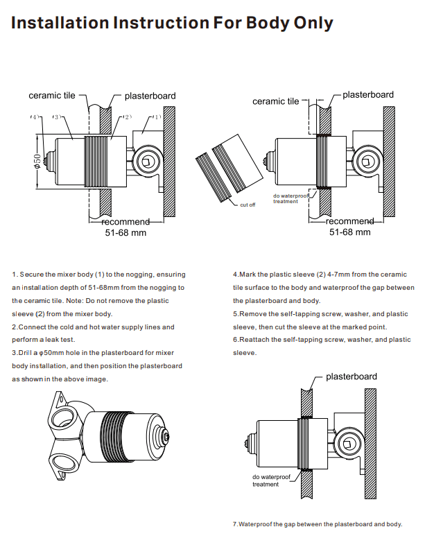 NERO PREMIUM 35MM UNIVERSAL SHOWER MIXER BODY ONLY - Ideal Bathroom CentreNRUB002P