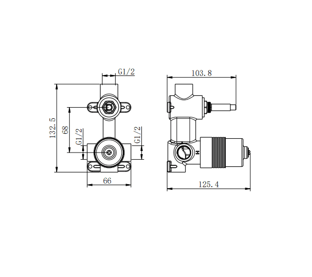 NERO PREMIUM 35MM UNIVERSAL SHOWER MIXER WITH DIVERTOR BODY ONLY - Ideal Bathroom CentreNRUB003P
