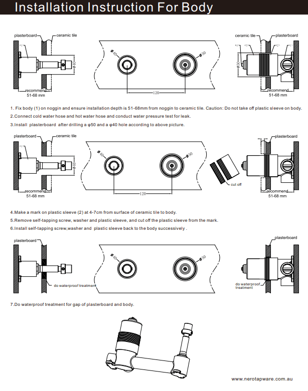 NERO PREMIUM 35MM UNIVERSAL WALL BASIN/BATH MIXER BODY ONLY - Ideal Bathroom CentreNRUB001P