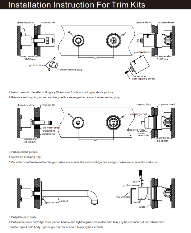NERO PREMIUM 35MM UNIVERSAL WALL BASIN/BATH MIXER HANDLE UP BODY ONLY - Ideal Bathroom CentreNRUB001AP