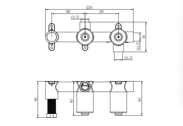 NERO PREMIUM UNIVERSAL PROGRESSIVE SHOWER SYSTEM BODY ONLY - Ideal Bathroom CentreNRUB005P