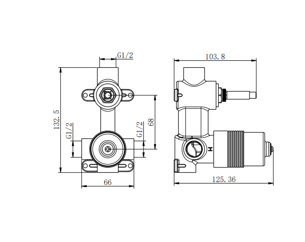 NERO PROJECT 35MM UNIVERSAL SHOWER MIXER WITH DIVERTOR BODY ONLY - Ideal Bathroom CentreNRUB003