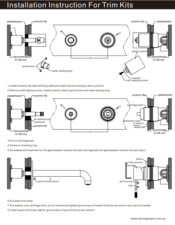 NERO PROJECT 35MM UNIVERSAL WALL BASIN/BATH MIXER BODY ONLY - Ideal Bathroom CentreNRUB001