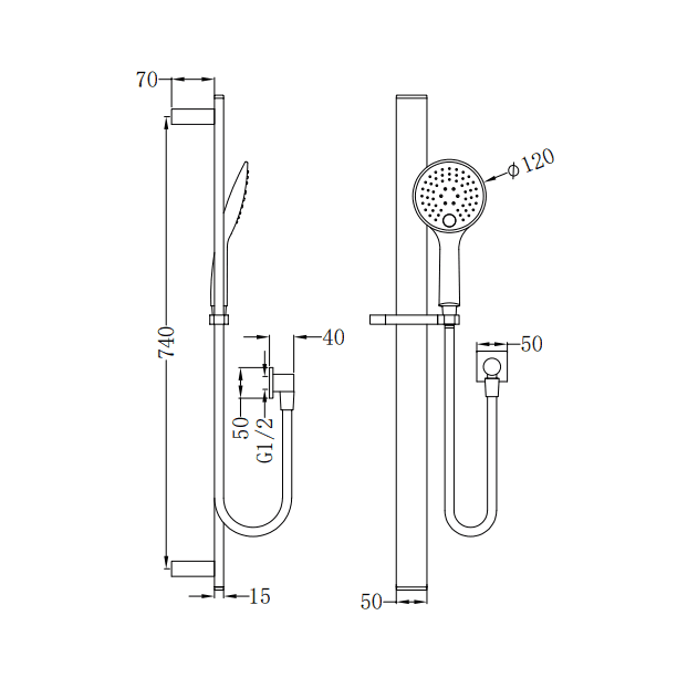 NERO RAIN 3 FUNCTION SHOWER RAIL CHROME - Ideal Bathroom CentreNR303CH
