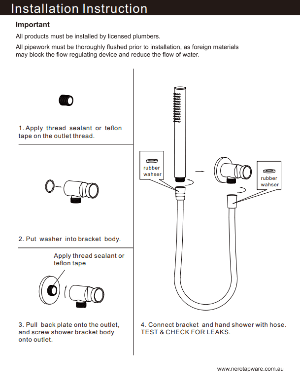 NERO RAIN SQUARE 3 FUNCTION SHOWER ON BRACKET MATTE BLACK - Ideal Bathroom CentreNR306MB