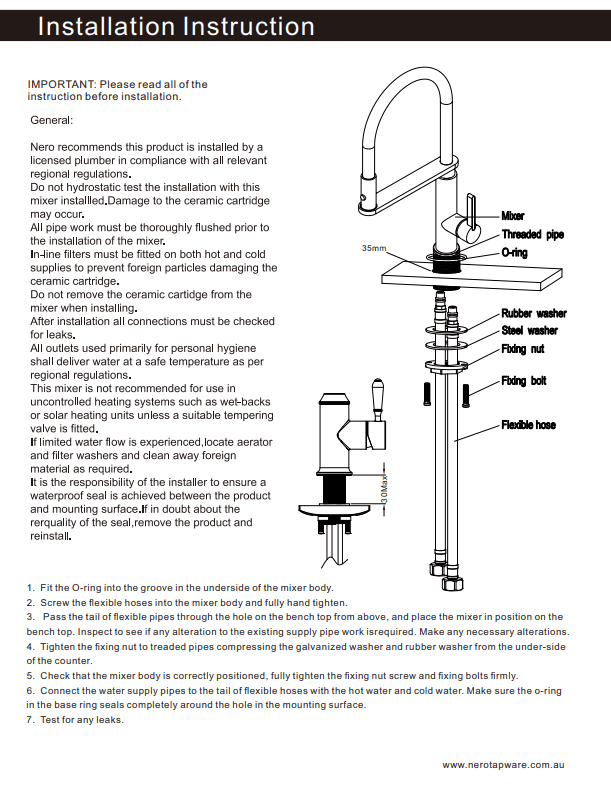 NERO RIT PULL OUT SINK MIXER CHROME - Ideal Bathroom CentreNR221707CH