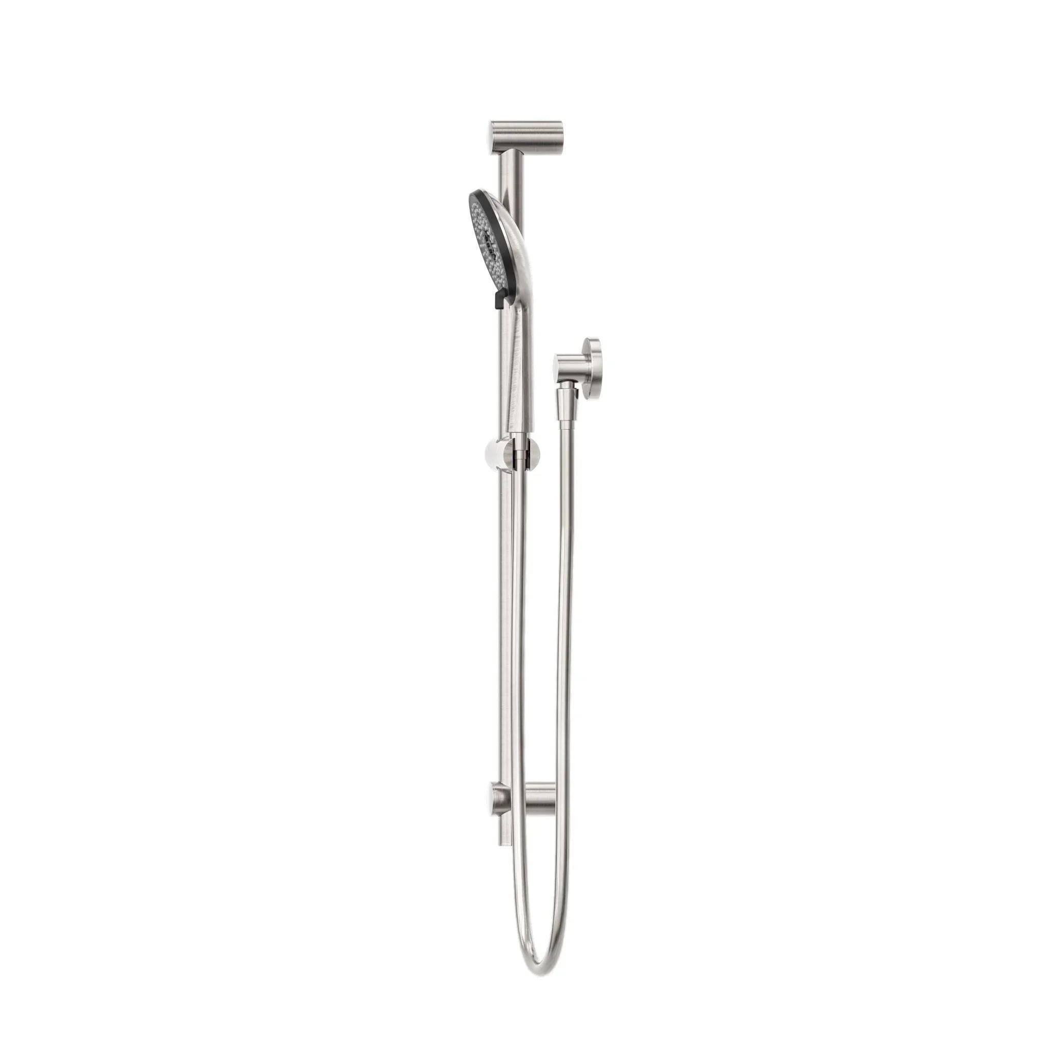 NERO ROUND METAL PROJECT SHOWER RAIL 4 STAR RATING BRUSHED NICKEL - Ideal Bathroom CentreNR319BN