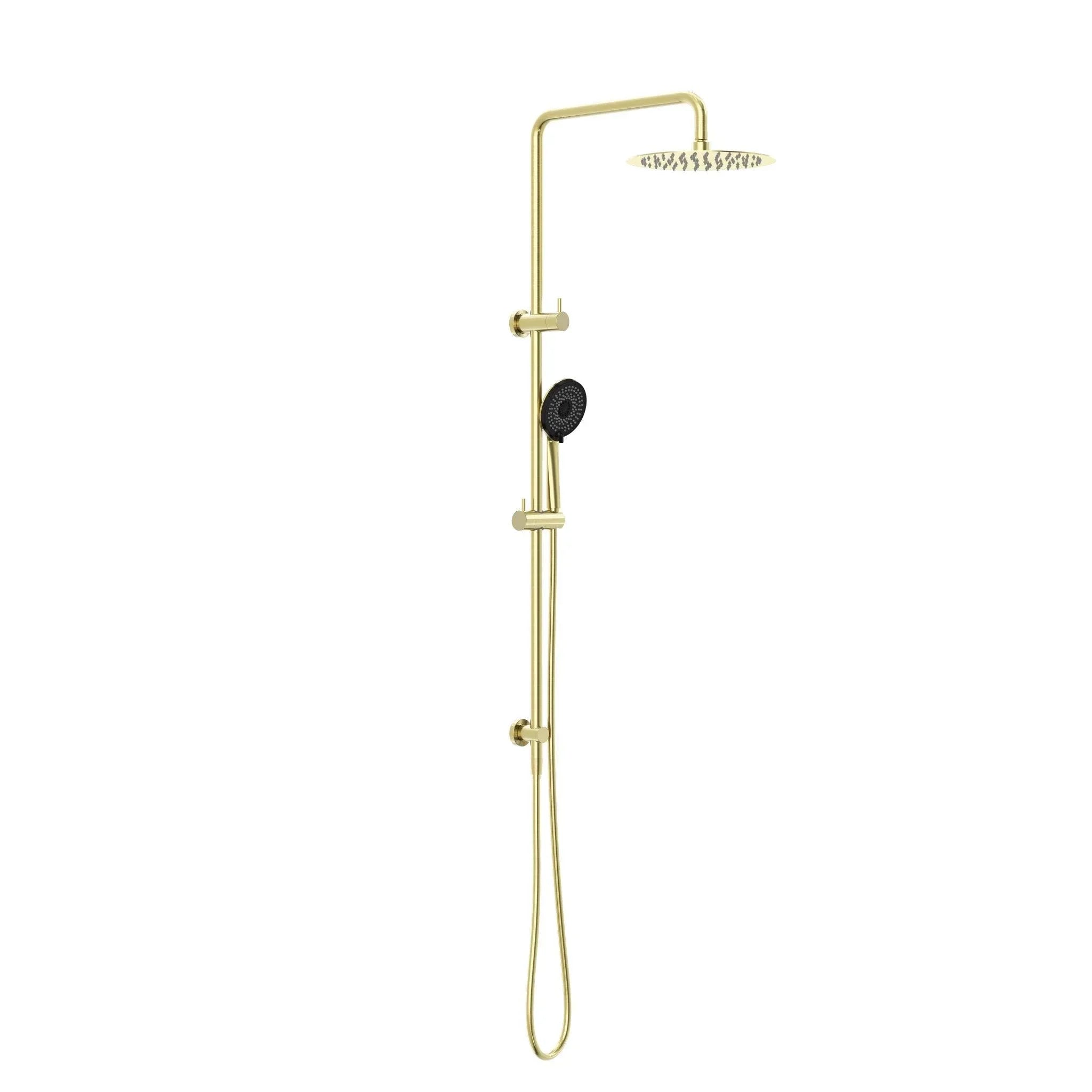 NERO ROUND PROJECT TWIN SHOWER 4 STAR RATING BRUSHED GOLD - Ideal Bathroom CentreNR232105fBG