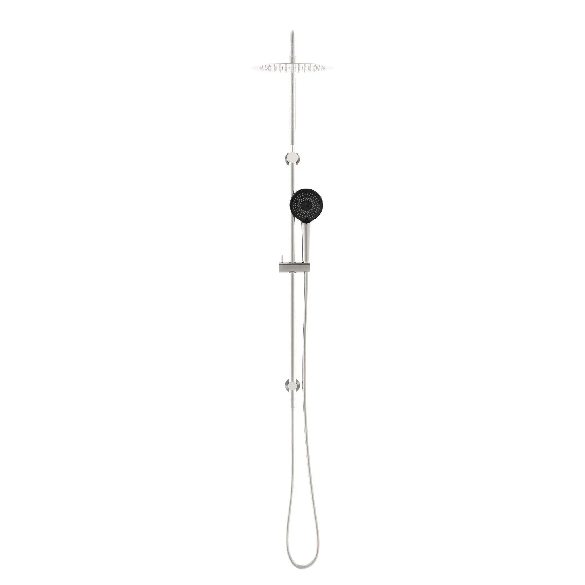 NERO ROUND PROJECT TWIN SHOWER 4 STAR RATING BRUSHED NICKEL - Ideal Bathroom CentreNR232105fBN
