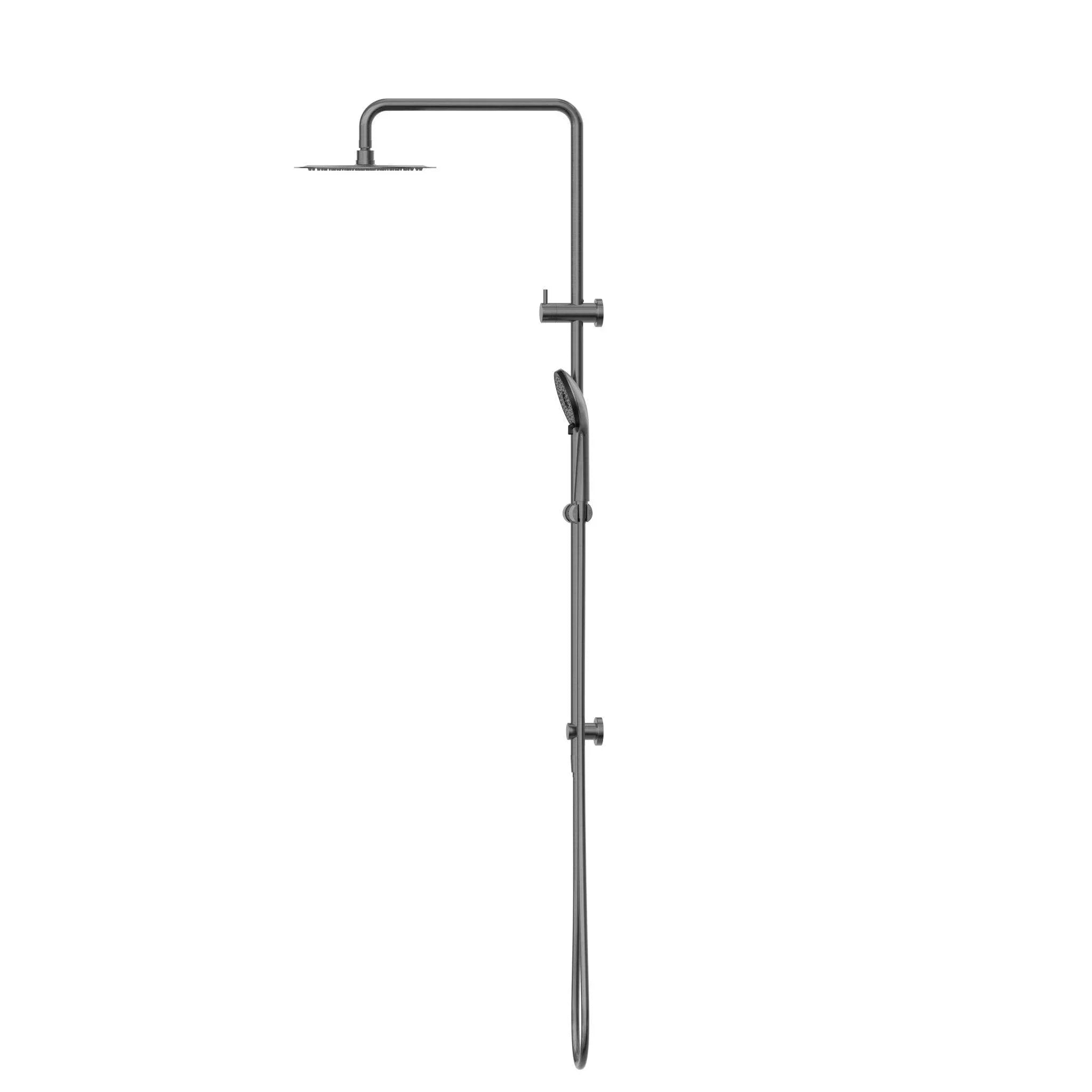 NERO ROUND PROJECT TWIN SHOWER 4 STAR RATING GUN METAL - Ideal Bathroom CentreNR232105fGM