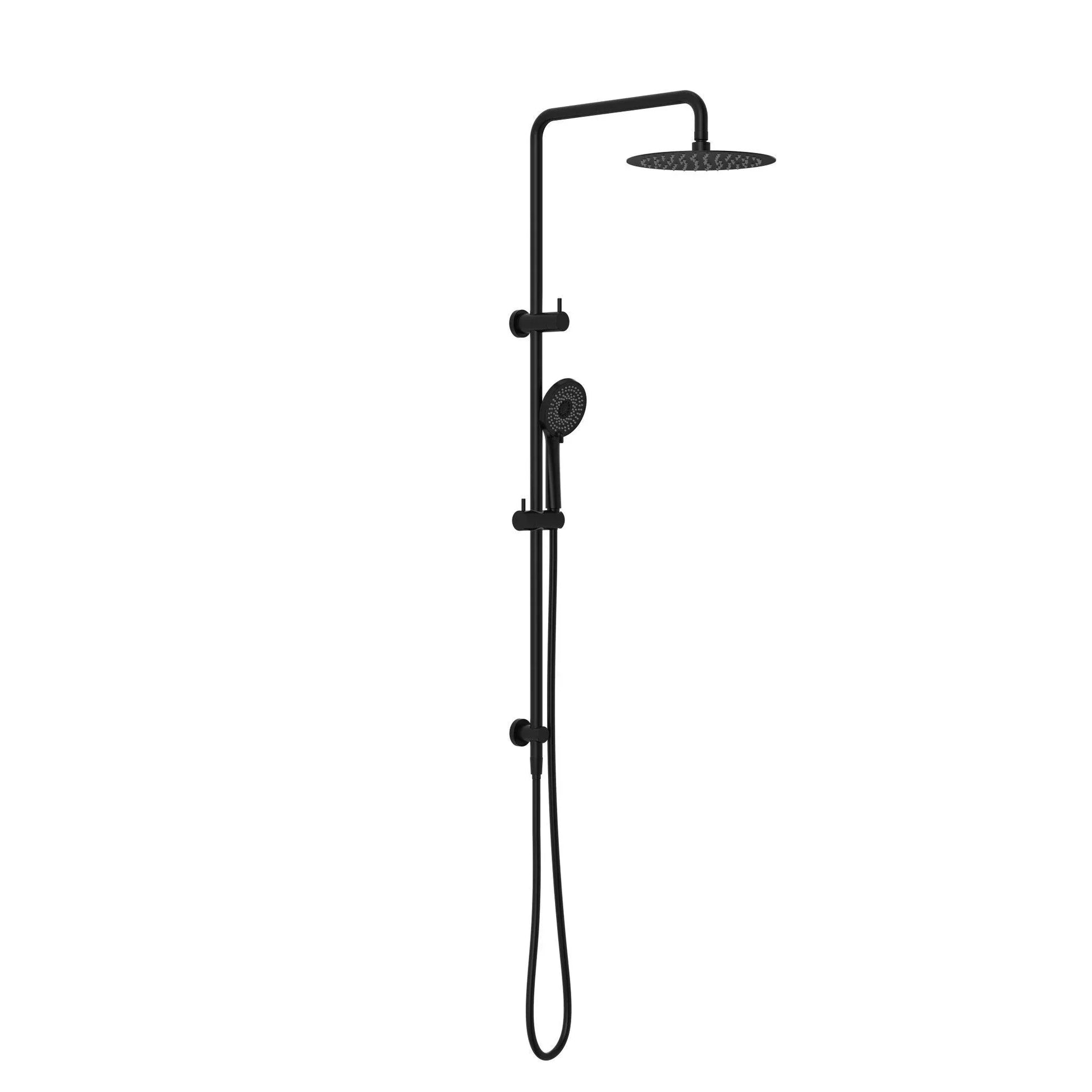 NERO ROUND PROJECT TWIN SHOWER 4 STAR RATING MATTE BLACK - Ideal Bathroom CentreNR232105fMB