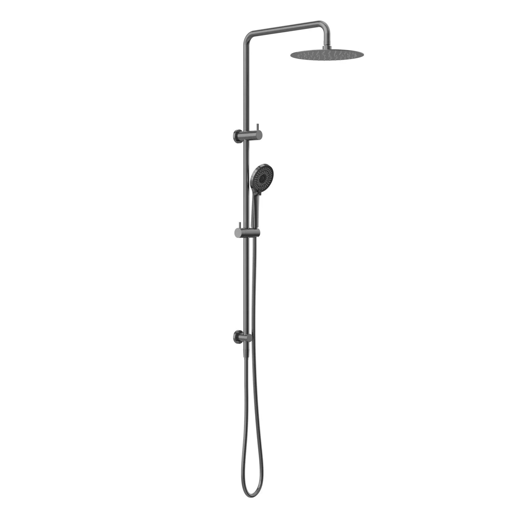 NERO ROUND PROJECT TWIN SHOWER GUN METAL - Ideal Bathroom CentreNR232105DGM