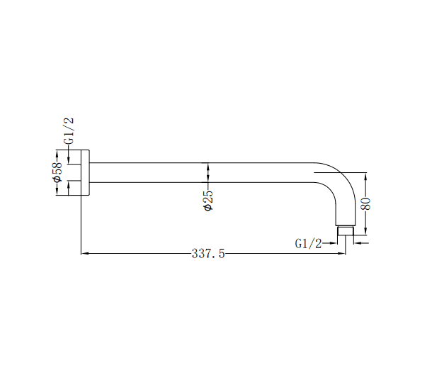 NERO ROUND SHOWER ARM 330MM LENGTH CHROME - Ideal Bathroom CentreNR502CH