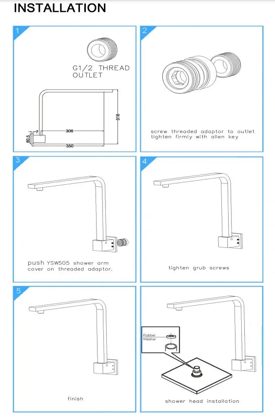 NERO ROUND SWIVEL SHOWER ARM GUN METAL - Ideal Bathroom CentreNR506GM