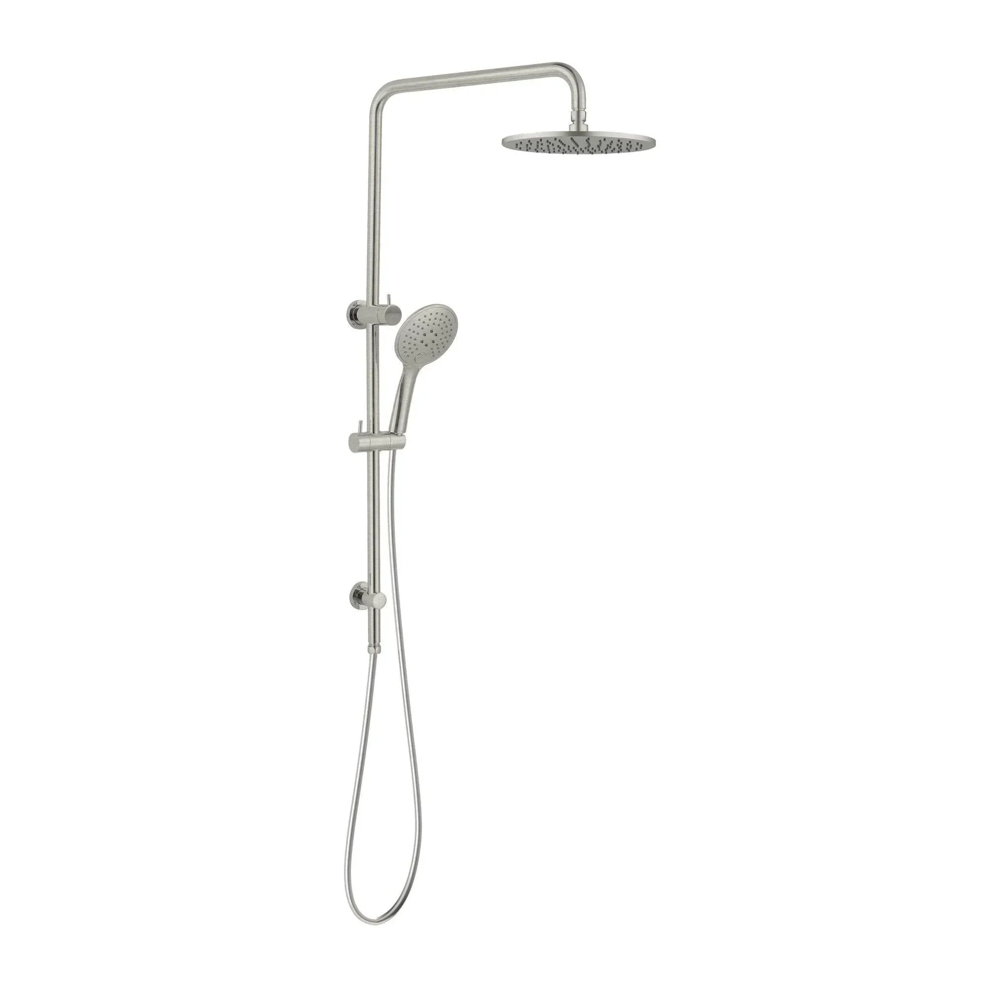 NERO ROUND TWIN SHOWER BRUSHED NICKEL - Ideal Bathroom CentreNR250805aBN