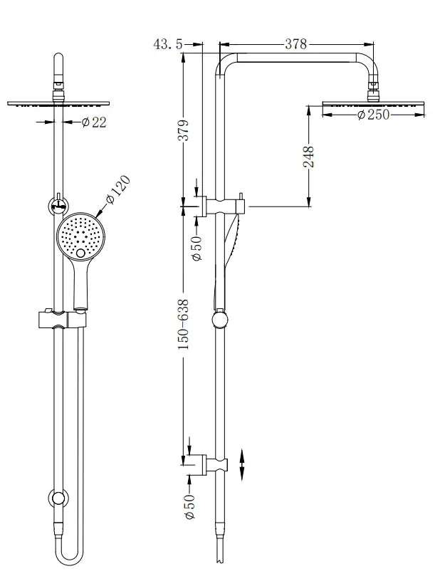NERO ROUND TWIN SHOWER GUN METAL - Ideal Bathroom CentreNR250805aGM