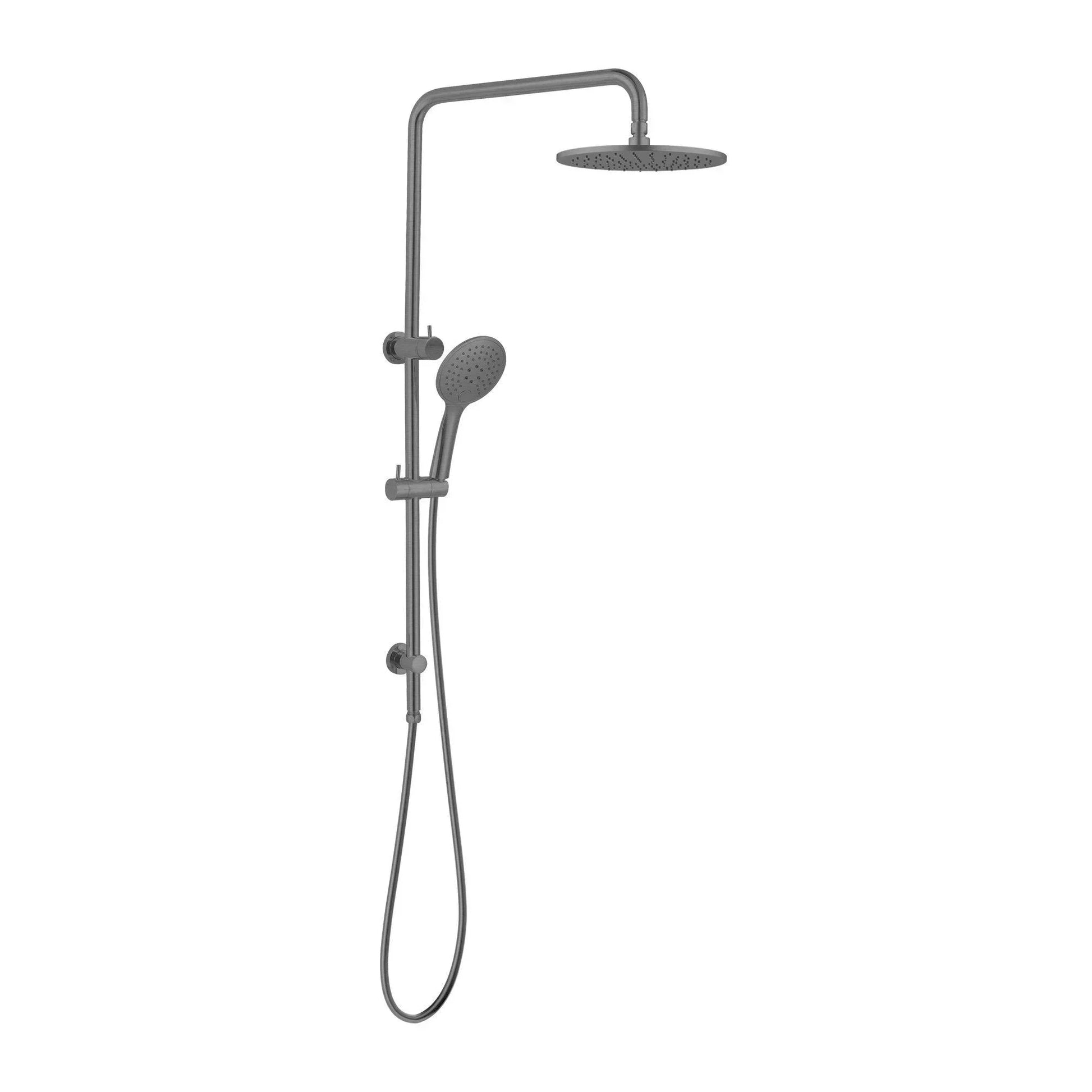 NERO ROUND TWIN SHOWER GUN METAL - Ideal Bathroom CentreNR250805aGM