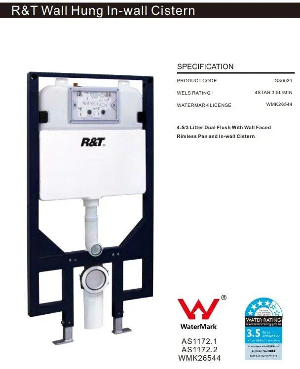NERO R&T WALL HUNG IN-WALL CISTERN - Ideal Bathroom CentreG30031