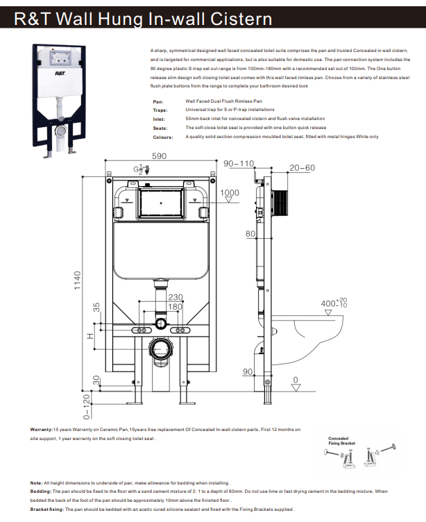 NERO R&T WALL HUNG IN-WALL CISTERN - Ideal Bathroom CentreG30031