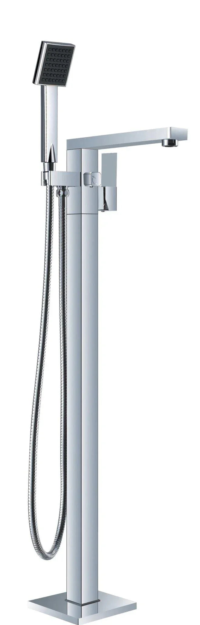 NERO SQUARE FREESTANDING BATH MIXER WITH HAND SHOWER CHROME - Ideal Bathroom CentreNR310703aCH