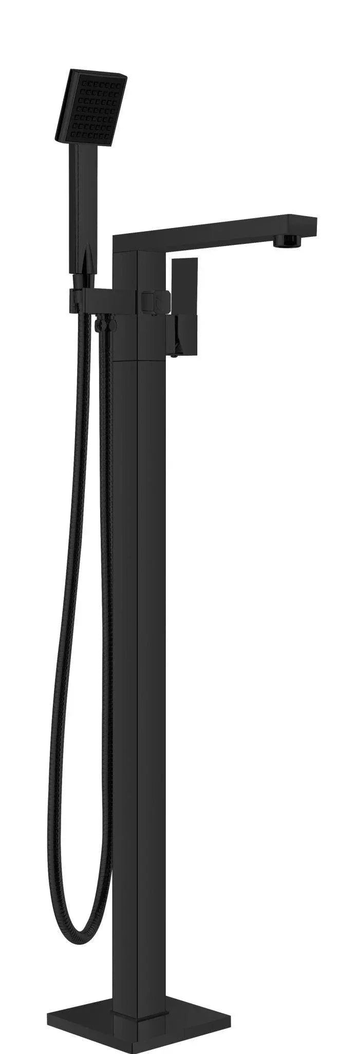 NERO SQUARE FREESTANDING BATH MIXER WITH HAND SHOWER MATTE BLACK - Ideal Bathroom CentreNR310703aMB