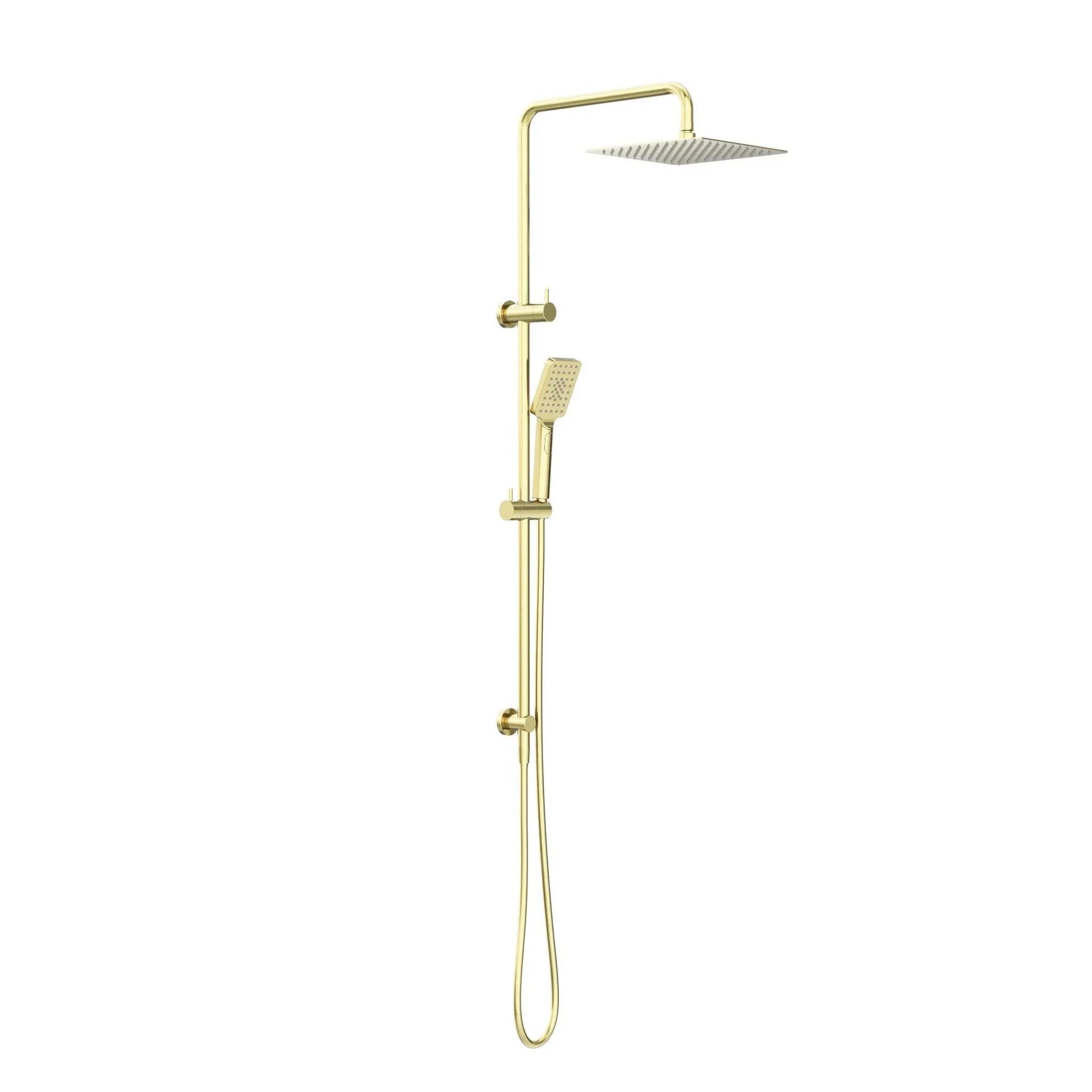 NERO SQUARE PROJECT TWIN SHOWER BRUSHED GOLD - Ideal Bathroom CentreNR232105EBG