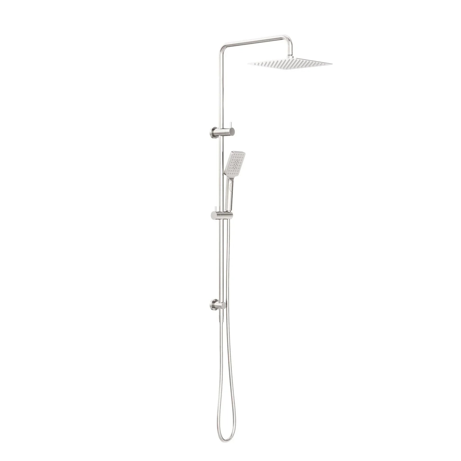 NERO SQUARE PROJECT TWIN SHOWER BRUSHED NICKEL - Ideal Bathroom CentreNR232105EBN