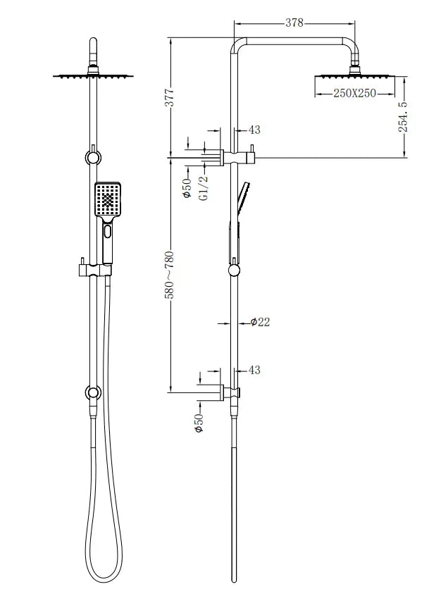 NERO SQUARE PROJECT TWIN SHOWER MATTE BLACK - Ideal Bathroom CentreNR232105EMB