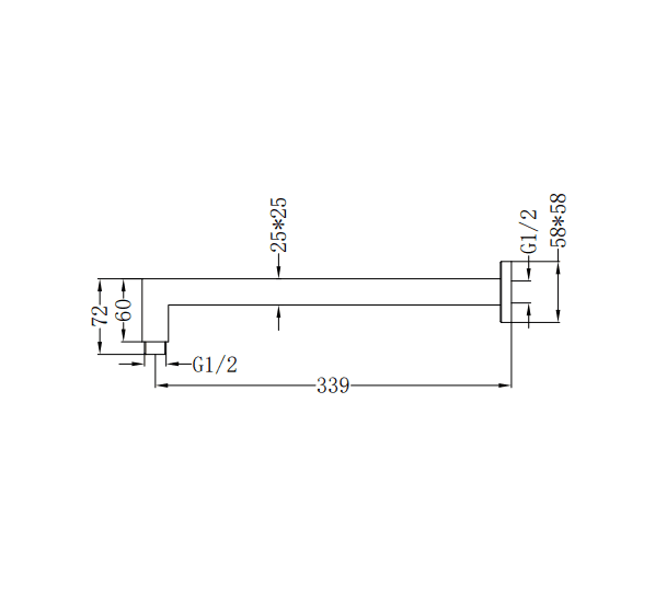 NERO SQUARE SHOWER ARM MATTE BLACK - Ideal Bathroom CentreNR501MB