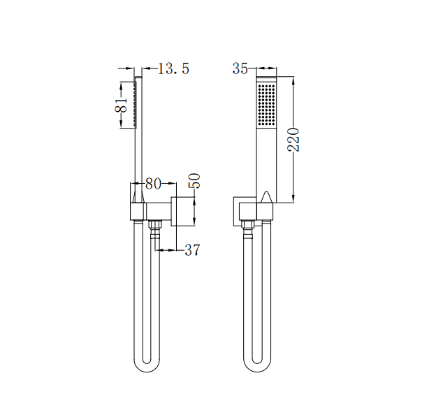 NERO SQUARE SHOWER ON BRACKET MATTE BLACK - Ideal Bathroom CentreNR309MB