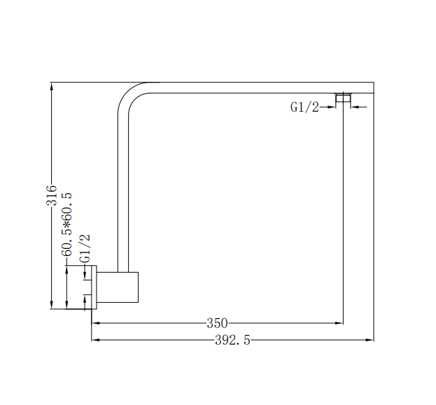 NERO SQUARE SWIVEL SHOWER ARM BRUSHED NICKEL - Ideal Bathroom CentreNR505BN