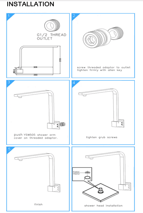 NERO SQUARE SWIVEL SHOWER ARM GUN METAL - Ideal Bathroom CentreNR505GM