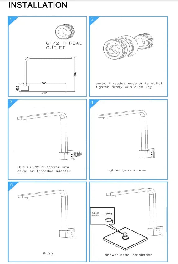 NERO SQUARE SWIVEL SHOWER ARM MATTE BLACK - Ideal Bathroom CentreNR505MB
