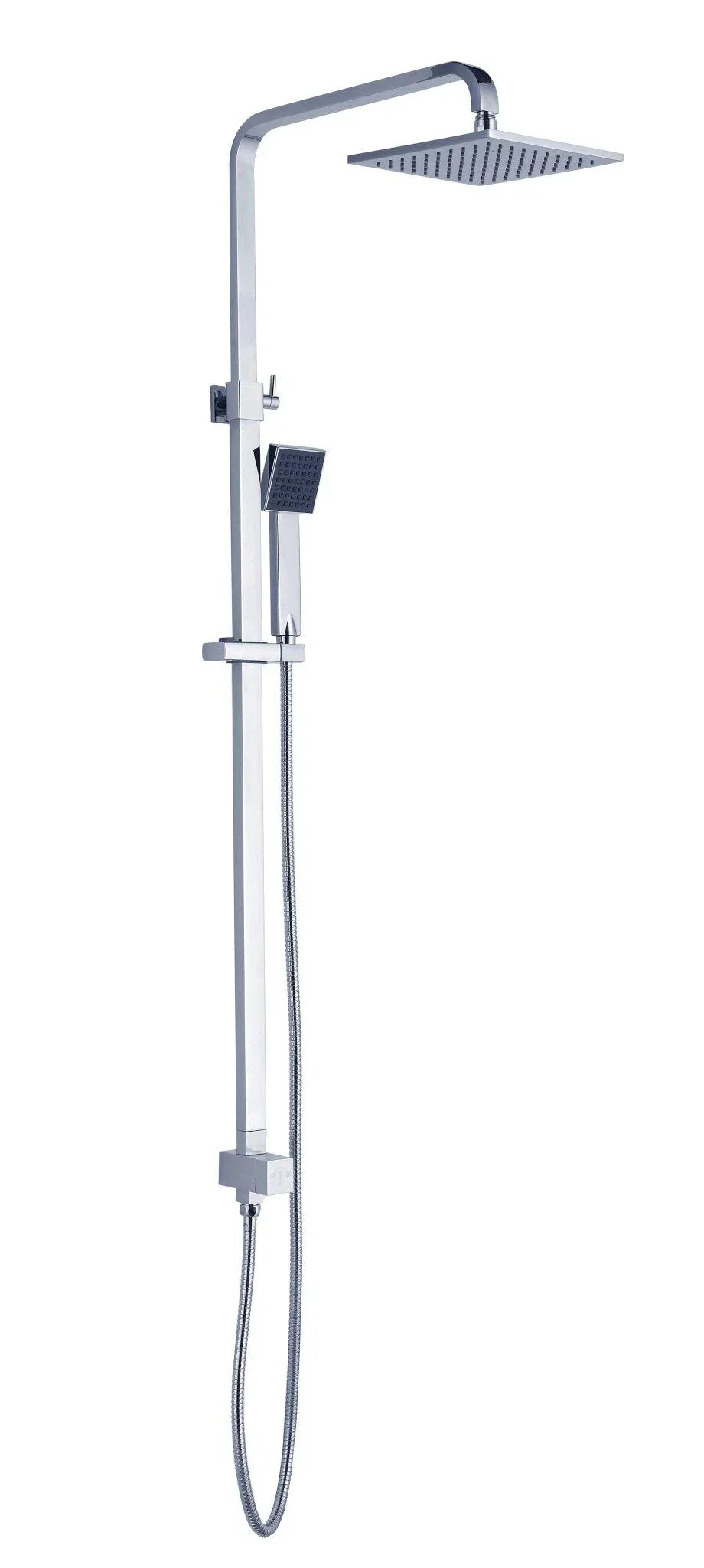 NERO SQUARE TWIN SHOWER BOTTOM INLET CHROME - Ideal Bathroom CentreNR200705bbCH