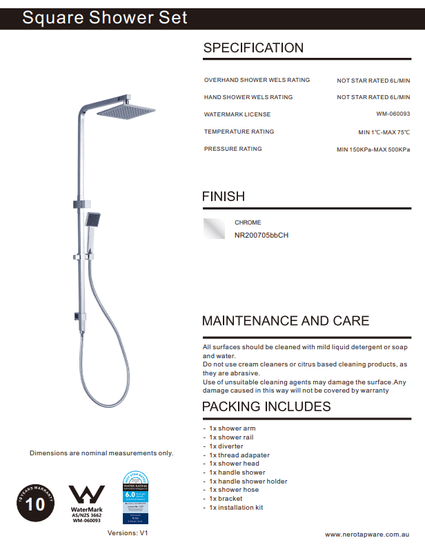 NERO SQUARE TWIN SHOWER BOTTOM INLET CHROME - Ideal Bathroom CentreNR200705bbCH